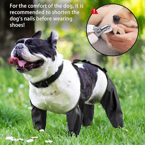 Dog Suspender Boots Waterproof Dog Shoes for Small Medium Dogs, Dog Paw Protectors Dirty-Proof & Anti-Fall Boots Dog Rubber Boots, Adjustable Dog Rain & Snow Booties for Outdoor Walking Running Hiking in Kuwait