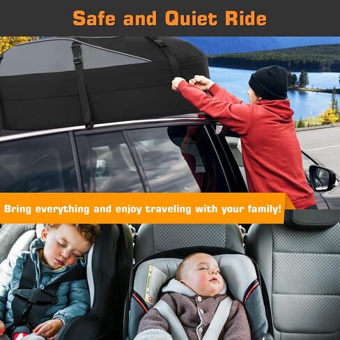 حقيبة سقف سيارة مقاومة للماء من سيلنوفو مع حامل بضائع بطول 20 قدم مكعب، وحقيبة أمتعة على سطح السيارة ذات هيكل ناعم للمركبات مع/بدون رفوف سقف، تتضمن 6 خطافات للأبواب، وحزامين طويلين، وحقيبة تخزين واحدة in Kuwait