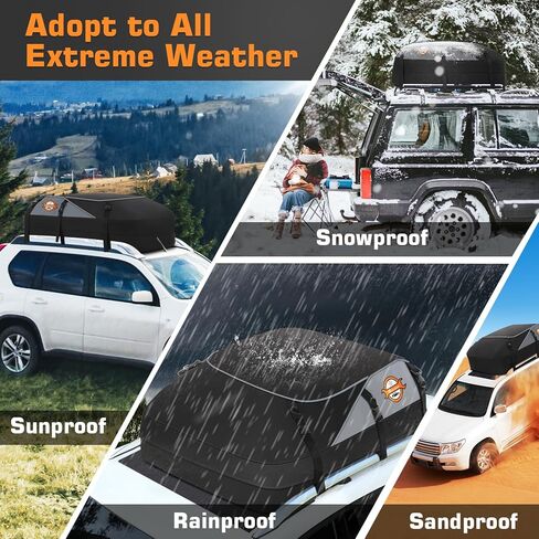 حقيبة سقف سيارة مقاومة للماء من سيلنوفو مع حامل بضائع بطول 20 قدم مكعب، وحقيبة أمتعة على سطح السيارة ذات هيكل ناعم للمركبات مع/بدون رفوف سقف، تتضمن 6 خطافات للأبواب، وحزامين طويلين، وحقيبة تخزين واحدة in Kuwait