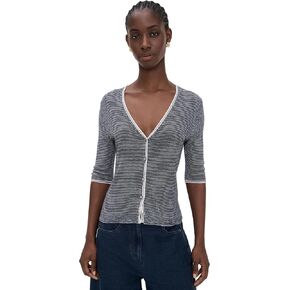 Vince Women's Microstripe V Neck Cardigan in Saudi Arabia