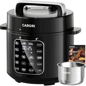 9-in-1 Electric Pressure Cooker 6 Qt, Stainless Steel Inner Pot, Programmable 12 Multi-Function Cooker with Safe Vent Design, Rice Cook, Slow Cook, Sous Vide, Sauté, Warmer & Sterilizer, Black in Kuwait