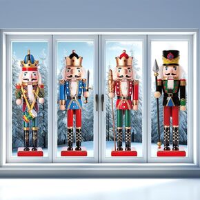 4Pcs Large 35 Inch Christmas Nutcrackers Window Clings Decorations Nutcracker Soldier Tall Decals Christmas Nutcrackers Window Door Stickers for Holiday Party Home Classroom Office Wall Decor in Saudi Arabia