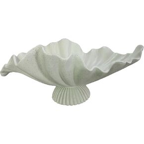 ديكور وعاء زخرفي كبير مقاس 40.64 سم، ديكور منزلي حديث، وعاء مفاتيح أنيق لطاولة الدخول، أوعية زخرفية على شكل صدفي، ديكور مكشكش (بيج، 16.14 بوصة) in Kuwait