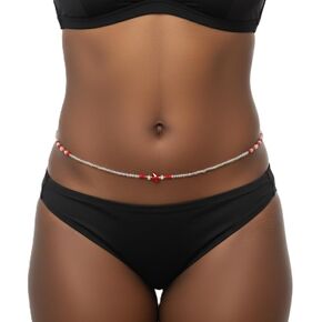 Butterfly Waist Beads, Clear Glass Beads with Red and Gold Accents, 45-Inch Tie-On Strand in Kuwait