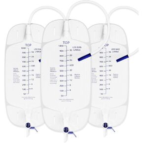 Urinary Drainage Bags 2000ml Urine Catheters Bags with Anti-Reflux Chamber and 48" Thickened Drainage Tube, 3 Pack in Kuwait