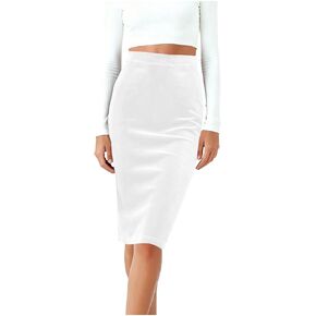 Pencil Skirt for Women Stretch High Waist Velvet Skirts with Back Split Below Knee Midi Work Office Formal Party in Kuwait