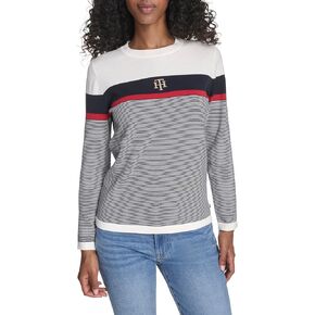 سترة نسائية من Tommy Hilfiger بأكمام طويلة من القطن بياقة دائرية in Saudi Arabia