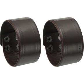 PATIKIL Wide Simple Leather Wristbands, Vintage Adjustable Cuff Bracelets Wide Leather Adjustable Cuff in Saudi Arabia