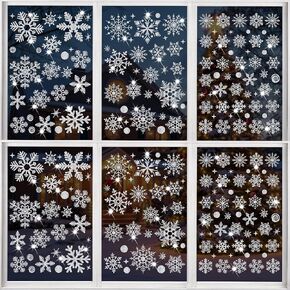 222PCS Glitter Snowflake Window Clings, 6 Sheet Christmas Decorations, Christmas Window Clings Decals for Winter Home Office Decor Xmas Decorations in Saudi Arabia