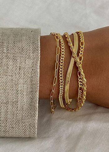 5pcs Jewelry Sets for Women Waterproof Bracelets for Women Trendy Thin Dainty Stackable Cuban Link Paperclip Chain Bracelet Pack Fashion Accessories Gifts for Womens DJA09-22 in Saudi Arabia