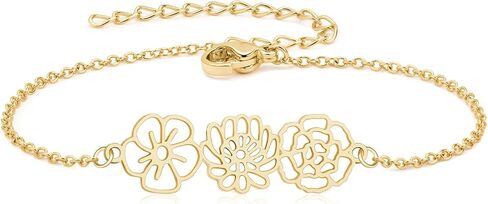 Personalized Birth Month Flower Bracelet, Custom 1-6 Birth Flower Bracelet Gifts for Women, Personalized Christmas Mothers Day Birthday Gifts for Her, Mom, Grandma, Friend, Sister in Saudi Arabia
