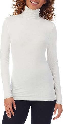 Cuddl Duds Toftwear للنساء مع أعلى من سلحفاة الأكمام الطويلة-مثالية للطبقة والتسكع ، ملاءمة ناعمة وملاءمة للجسم ، أسود ، كبير in Kuwait