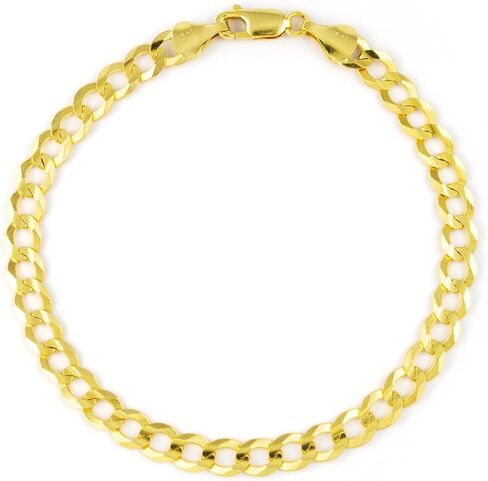 Nuragold 14k Real Yellow Gold Solid Cuban Curb Link 6mm Chain Bracelet (7"-9") Italian Jewelry for Men & Women in Saudi Arabia