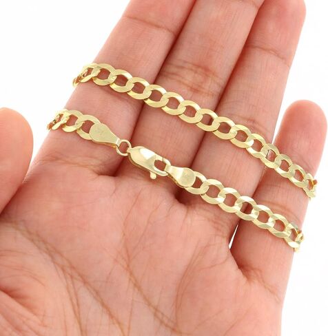 Nuragold 14k Real Yellow Gold Solid Cuban Curb Link 6mm Chain Bracelet (7"-9") Italian Jewelry for Men & Women in Saudi Arabia