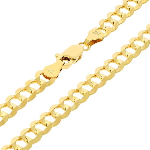 Nuragold 14k Real Yellow Gold Solid Cuban Curb Link 6mm Chain Bracelet (7"-9") Italian Jewelry for Men & Women in Saudi Arabia