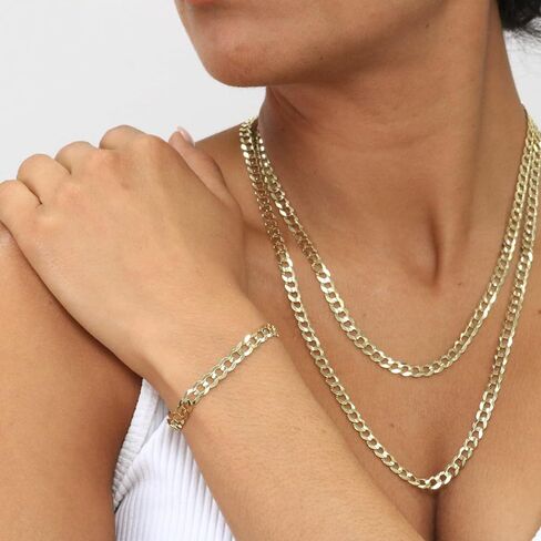 Nuragold 14k Real Yellow Gold Solid Cuban Curb Link 6mm Chain Bracelet (7"-9") Italian Jewelry for Men & Women in Saudi Arabia