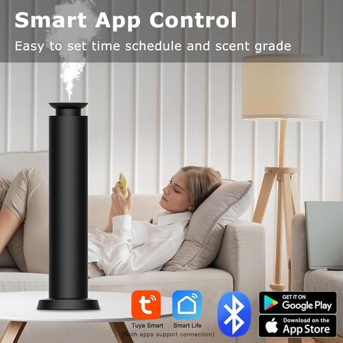 Wirless Rechargeable Waterless Scent Diffuser Kit, Includes 5 Premium Oils, 2000 Sq.Ft Coverage,Hotel Scent Diffuser for Home, Studio, Cordless Essential Oil Diffuser Large Room, APP Control - Black in Saudi Arabia