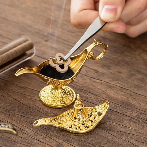 Hollow Legend Aladdin Magic Genie Lamps Incense Burners Retro Wishing Oil Lamp Home Decor Gift in Saudi Arabia