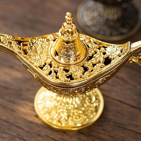 Hollow Legend Aladdin Magic Genie Lamps Incense Burners Retro Wishing Oil Lamp Home Decor Gift in Saudi Arabia
