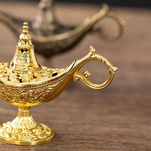 Hollow Legend Aladdin Magic Genie Lamps Incense Burners Retro Wishing Oil Lamp Home Decor Gift in Saudi Arabia