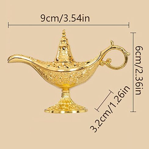 Hollow Legend Aladdin Magic Genie Lamps Incense Burners Retro Wishing Oil Lamp Home Decor Gift in Saudi Arabia