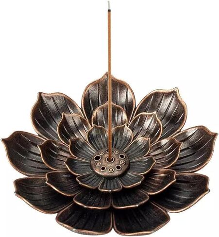 Brass Lotus Incense Stick Holder with Detachable Ash Catcher in Saudi Arabia