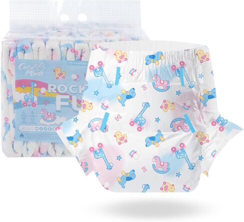 CutiePlusU Adult Diapers 10 Pieces,Rocking Fun Disposable Incontinence Briefs with Tabs for Women and Men, Maximum Overnight Absorbency(Large 37"-47") in Saudi Arabia