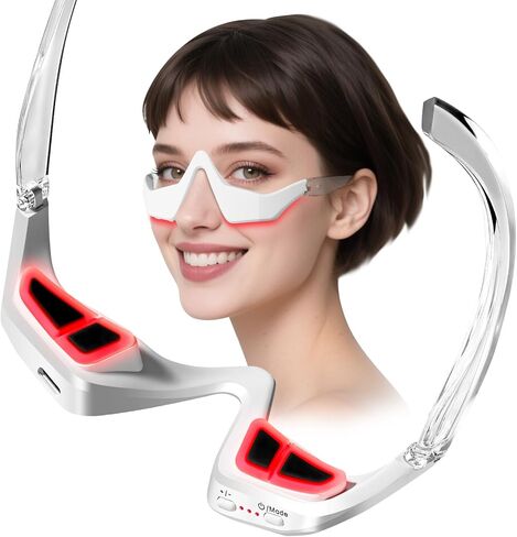 Under-Eye Red Light Therapy Device, Microcurrent Eye Massager Red Light Therapy Glasses Red Light Eye Mask for Relieve Eye Fatigue, Dark Circles, Puffiness, Wrinkles Fine Lines in Saudi Arabia