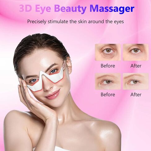 Under-Eye Red Light Therapy Device, Microcurrent Eye Massager Red Light Therapy Glasses Red Light Eye Mask for Relieve Eye Fatigue, Dark Circles, Puffiness, Wrinkles Fine Lines in Saudi Arabia