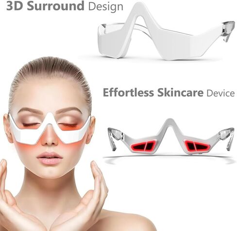 Under-Eye Red Light Therapy Device, Microcurrent Eye Massager Red Light Therapy Glasses Red Light Eye Mask for Relieve Eye Fatigue, Dark Circles, Puffiness, Wrinkles Fine Lines in Saudi Arabia