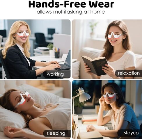 Under-Eye Red Light Therapy Device, Microcurrent Eye Massager Red Light Therapy Glasses Red Light Eye Mask for Relieve Eye Fatigue, Dark Circles, Puffiness, Wrinkles Fine Lines in Saudi Arabia