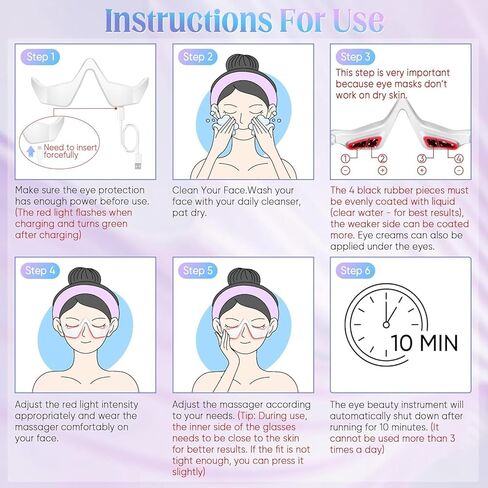 Under-Eye Red Light Therapy Device, Microcurrent Eye Massager Red Light Therapy Glasses Red Light Eye Mask for Relieve Eye Fatigue, Dark Circles, Puffiness, Wrinkles Fine Lines in Saudi Arabia