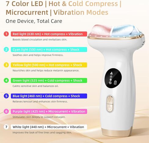 مدلك الوجه بالحرارة الباردة مع العلاج بالضوء الأحمر، هدايا عيد الميلاد للنساء 7 في 1 LED Gua Sha Sculptor، Microcurrent، اهتزاز للوجه والرقبة ورفع العين والتجاعيد والانتفاخ وشد البشرة in Kuwait