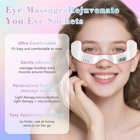 Under Eye Red Light Therapy Device, Red Light Therapy Glasses,Red 650 NM,Red Light Eye Mask for The Treatment of Eye Bags,Dark Circles,Puffiness periorbital for Treating Acne (White） in Saudi Arabia