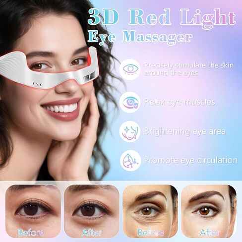 Under Eye Red Light Therapy Device, Red Light Therapy Glasses,Red 650 NM,Red Light Eye Mask for The Treatment of Eye Bags,Dark Circles,Puffiness periorbital for Treating Acne (White） in Saudi Arabia