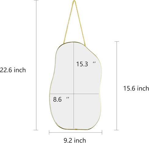 Irregular Wall Mirror, 15.6x9-inch Gold Wall-Mounted Asymmetrical Mirror, Suitable for Bathrooms, Hallways, and More (Gold) in Saudi Arabia