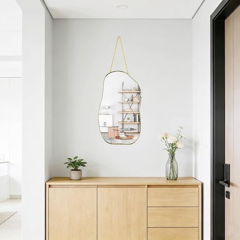 Irregular Wall Mirror, 15.6x9-inch Gold Wall-Mounted Asymmetrical Mirror, Suitable for Bathrooms, Hallways, and More (Gold) in Saudi Arabia