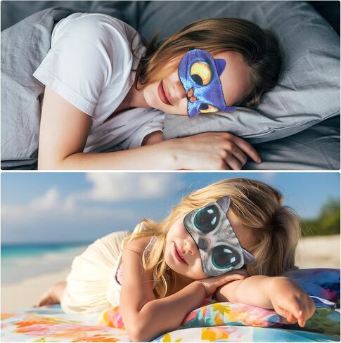 4 Pcs Funny Sleep Mask Cute Animal Blindfolds Cat Dog Sleeping Eye Cover Soft Travel Nap Blindfolds with Adjustable Strap for Men Women Party Game Plane Works Night Sleeping in Saudi Arabia