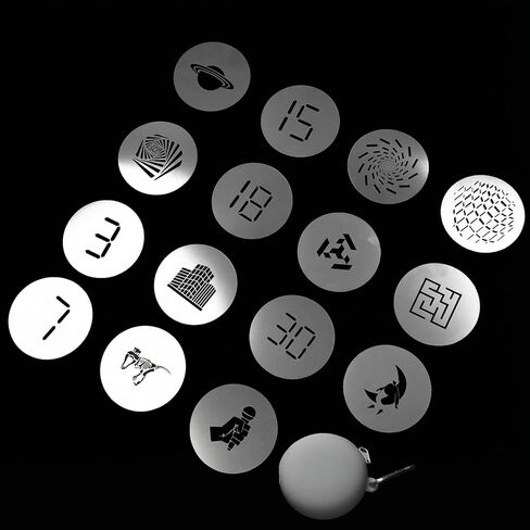 16Pcs Round Gobos Kit for Optical Snoot,66mm/2.6in Metal Plate Patterns for Spotlight Attachment in Saudi Arabia