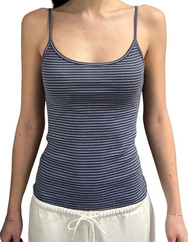 Women Stripe Print Cami Top Y2k Spaghetti Strap Backless Crop Tank Aesthetic Sleeveless Slim Fit Going Out Tops in Saudi Arabia