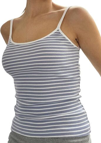 Women Stripe Print Cami Top Y2k Spaghetti Strap Backless Crop Tank Aesthetic Sleeveless Slim Fit Going Out Tops in Saudi Arabia