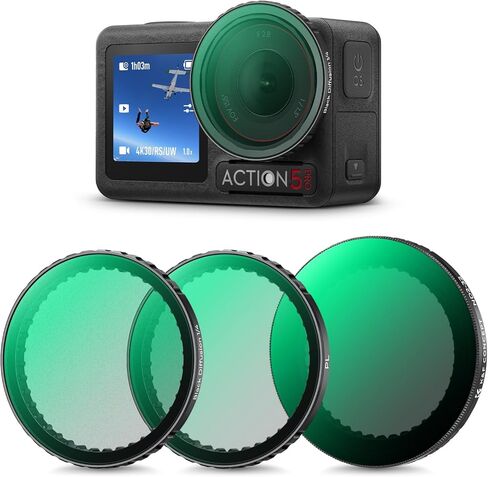 K&F Concept Push in Fit ND8 (3 Stop) Lens Filter for DJI Osmo Action 5 Pro/Osmo Action 4/Osmo Action 3, 28 Multi-Coated Neutral Density Light Reduction Filter, Optical Glass/Aluminum Alloy Frame in Saudi Arabia