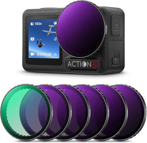 K&F Concept Push in Fit ND8 (3 Stop) Lens Filter for DJI Osmo Action 5 Pro/Osmo Action 4/Osmo Action 3, 28 Multi-Coated Neutral Density Light Reduction Filter, Optical Glass/Aluminum Alloy Frame in Saudi Arabia