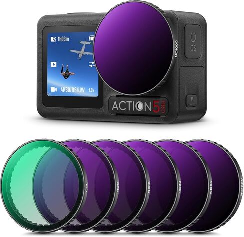 K&F Concept Push in Fit ND8 (3 Stop) Lens Filter for DJI Osmo Action 5 Pro/Osmo Action 4/Osmo Action 3, 28 Multi-Coated Neutral Density Light Reduction Filter, Optical Glass/Aluminum Alloy Frame in Saudi Arabia