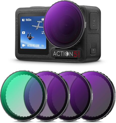 K&F Concept Push in Fit ND8 (3 Stop) Lens Filter for DJI Osmo Action 5 Pro/Osmo Action 4/Osmo Action 3, 28 Multi-Coated Neutral Density Light Reduction Filter, Optical Glass/Aluminum Alloy Frame in Saudi Arabia