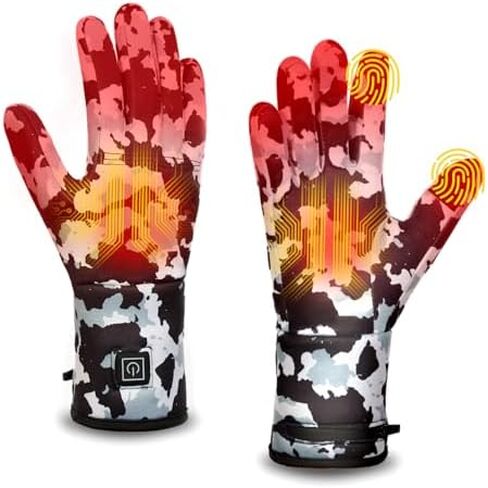 Heated Glove Liners for Men Women, Rechargeable Hand Warmers, Thin Camouflage Touchscreen Battery Electric Gloves Liner in Saudi Arabia
