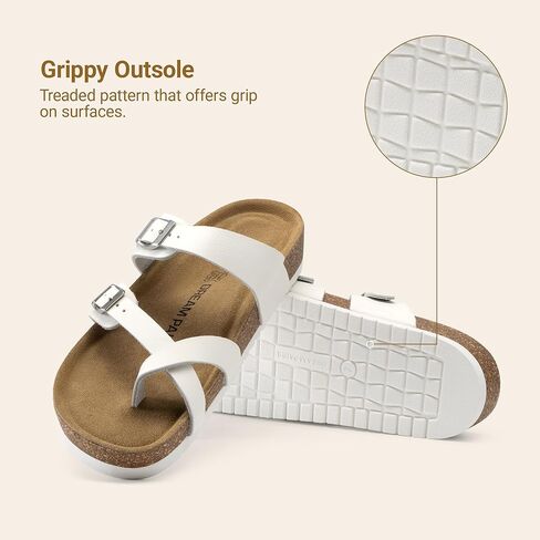 DREAM PAIRS Women's Comfortable Cork Sandals Suede Leather Insole Slides Arch Support Walking Sandals in Saudi Arabia
