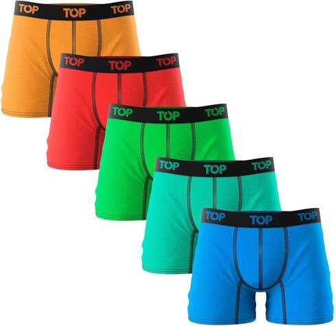 TOPWear - Men's Cotton Blend Boxer Briefs - Pack of 5 - Breathable Comfort & Stretch Fit in Saudi Arabia