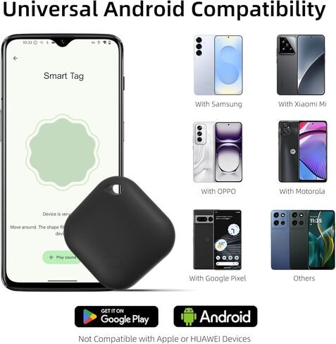 علامات تعقب Android 4 حزم و2 قطعة بطاريات CR2032، جهاز تتبع ذكي يعمل مع تطبيق Google Find Hub (Android فقط)، مكتشف المفاتيح ومحدد موقع العناصر لحقائب محفظة الأمتعة للمركبات in Kuwait