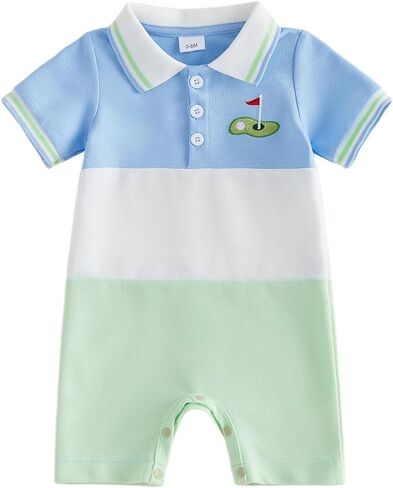 طفل رضيع رومبز نصف زر بذلة قصيرة الأكمام in Kuwait